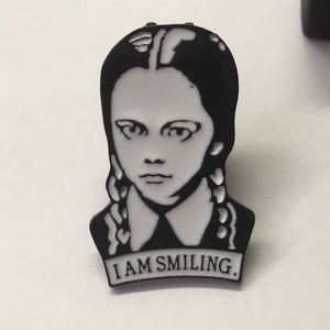 Wednesday Addams “I am smiling” enamel pin NWB